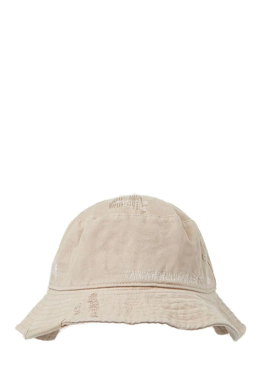 Acne Studios Distressed Logo Patch Bucket Hat