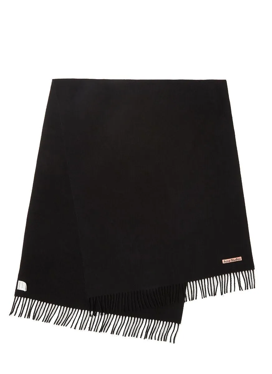 Acne Studios Logo Patch Fringed Scarf