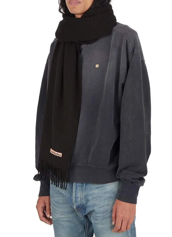 Acne Studios Logo Patch Fringed Scarf
