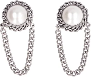 Alessandra Rich Pearl Embellished Chain Earrings