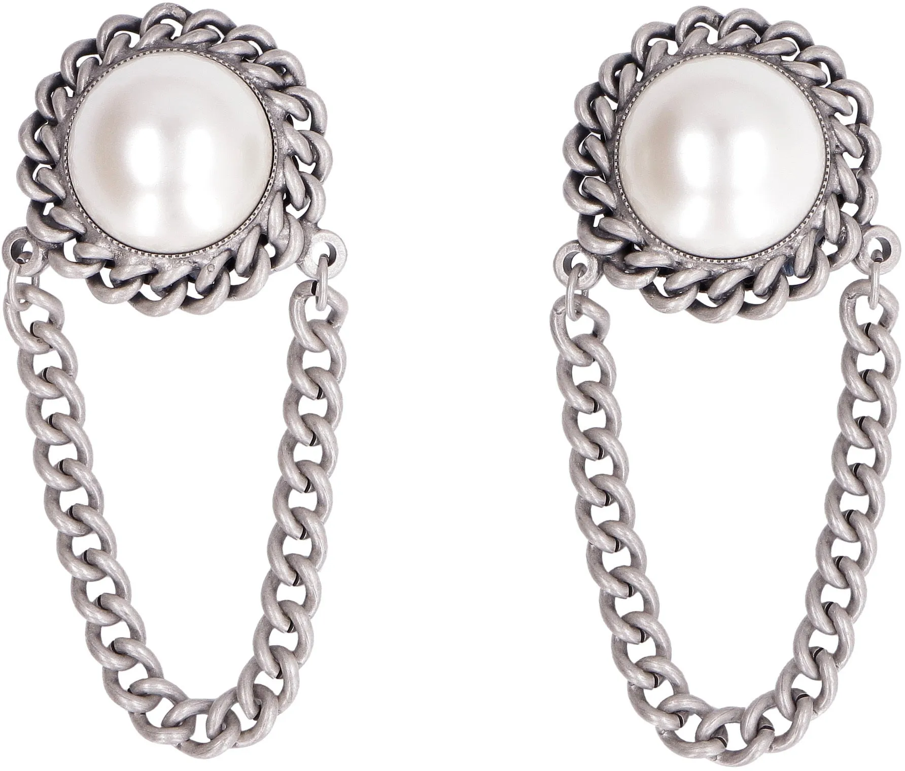 Alessandra Rich Pearl Embellished Chain Earrings