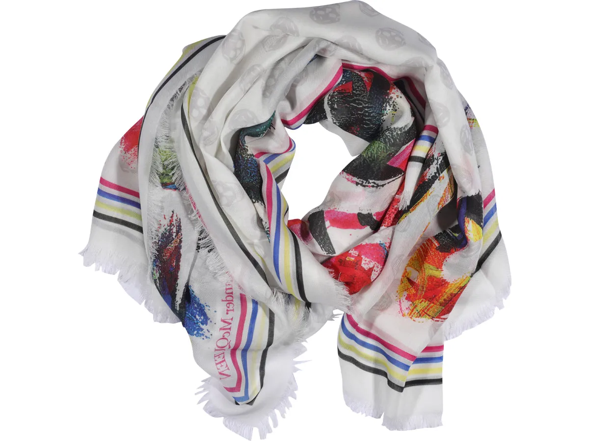 Alexander McQueen Allover Graffiti Printed Scarf