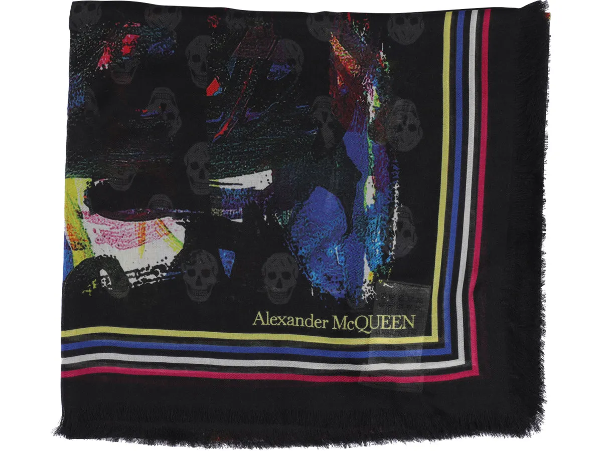 Alexander McQueen Allover Graffiti Printed Scarf
