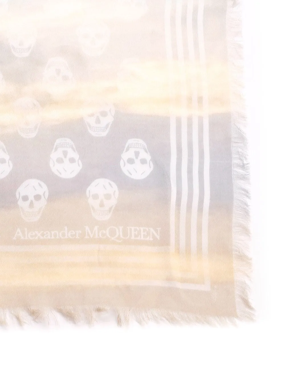 Alexander McQueen Allover Skull Printed Frayed Edge Scarf