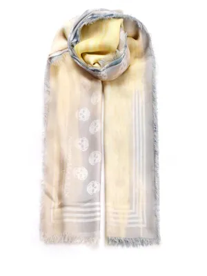 Alexander McQueen Allover Skull Printed Frayed Edge Scarf