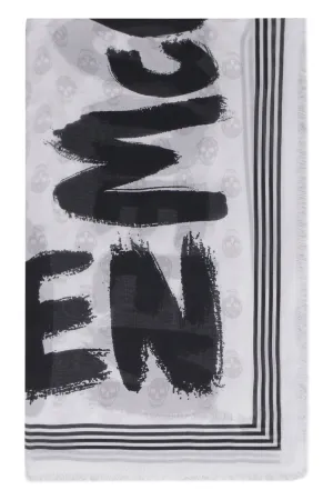 Alexander McQueen Biker Graffiti Skull Print Scarf