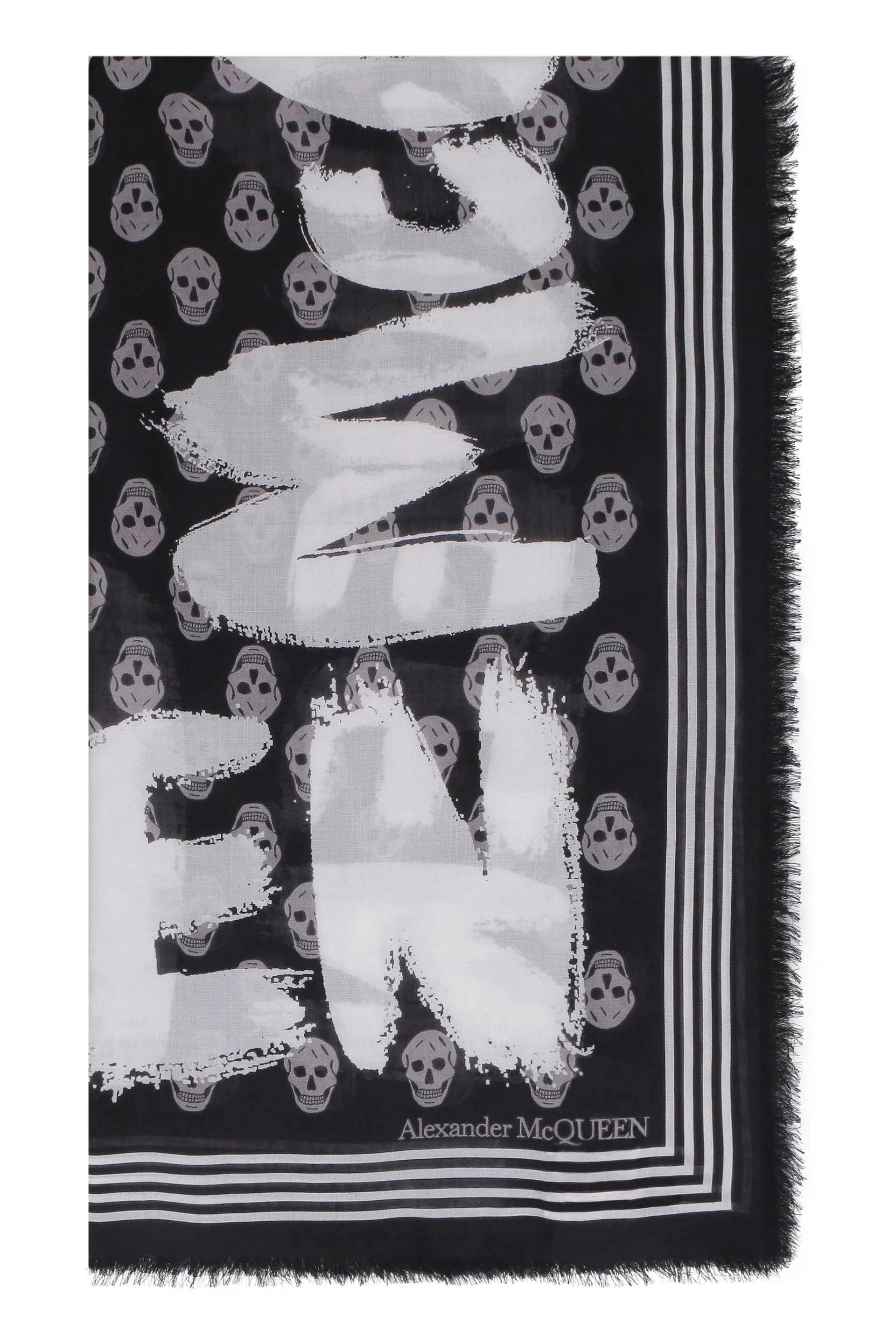 Alexander McQueen Biker Graffiti Skull Print Scarf