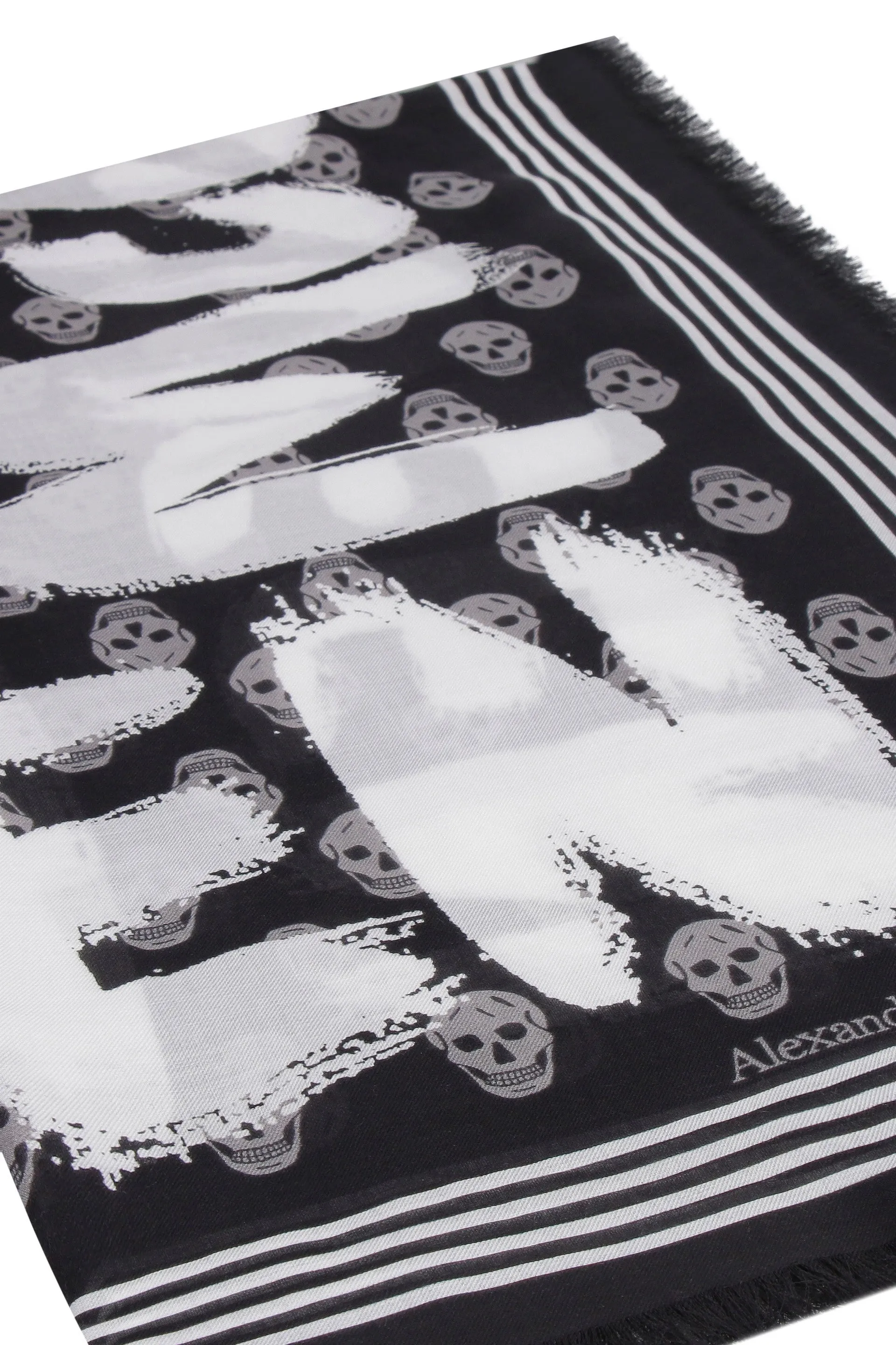 Alexander McQueen Biker Graffiti Skull Print Scarf