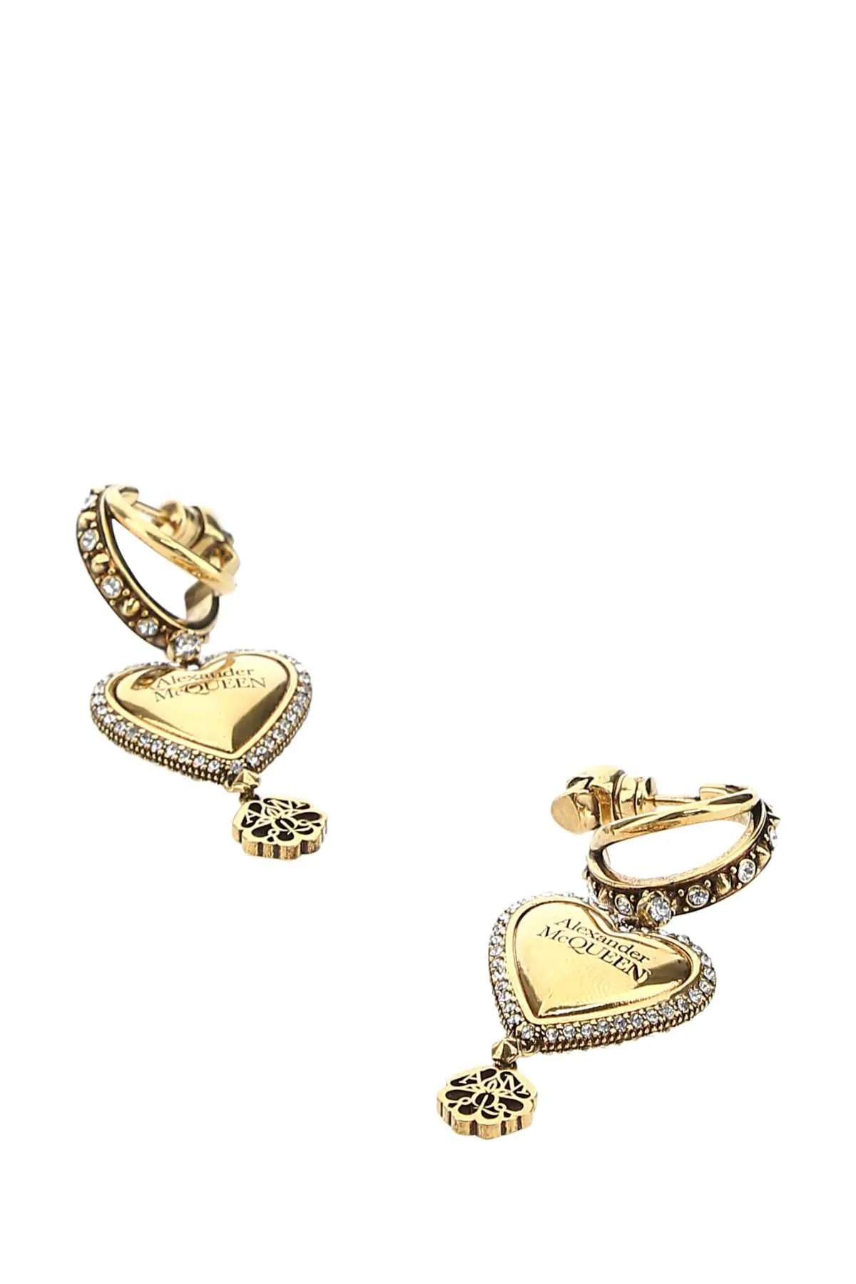 Alexander McQueen Embellished Heart Drop Earrings
