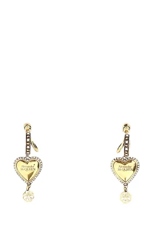 Alexander McQueen Embellished Heart Drop Earrings