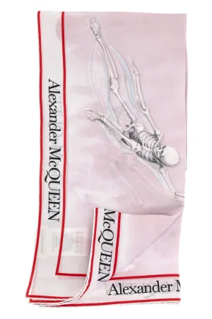 Alexander McQueen Flying Skeleton Selvedge Foulard Scarf