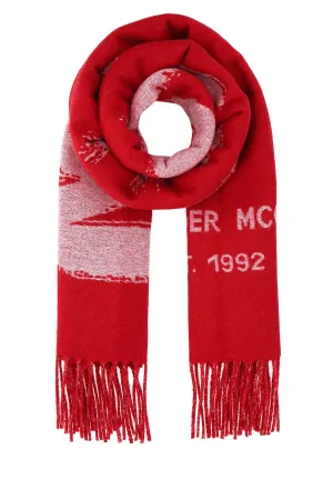 Alexander McQueen Graffiti Logo Fringed Scarf