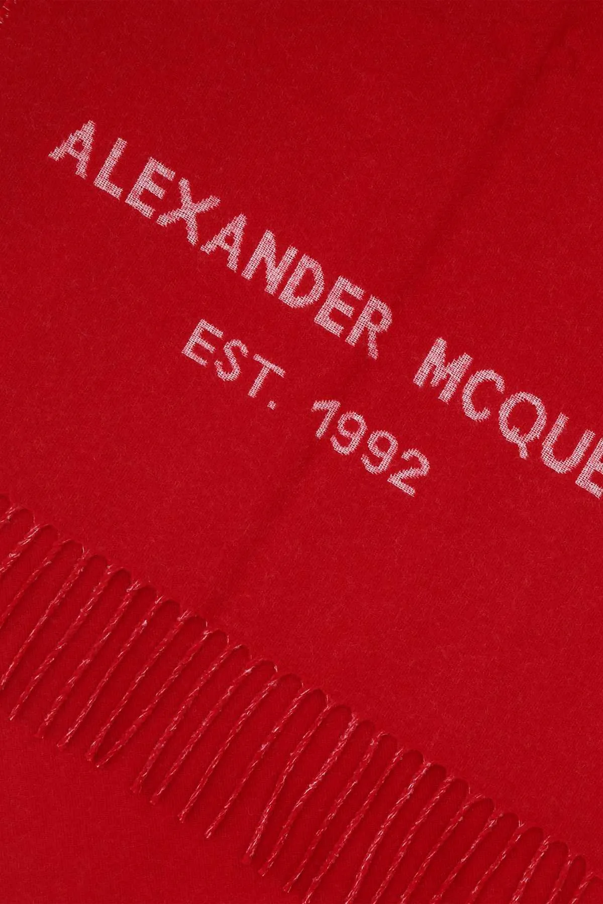 Alexander McQueen Graffiti Logo Fringed Scarf