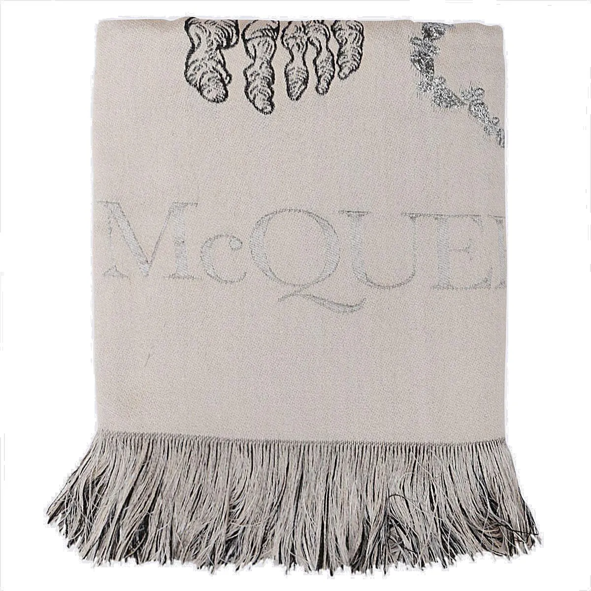 Alexander McQueen Logo Detailed Frayed Scarf