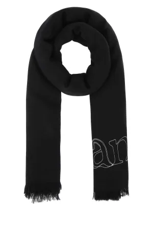 Alexander McQueen Logo Embroidered Frayed Scarf