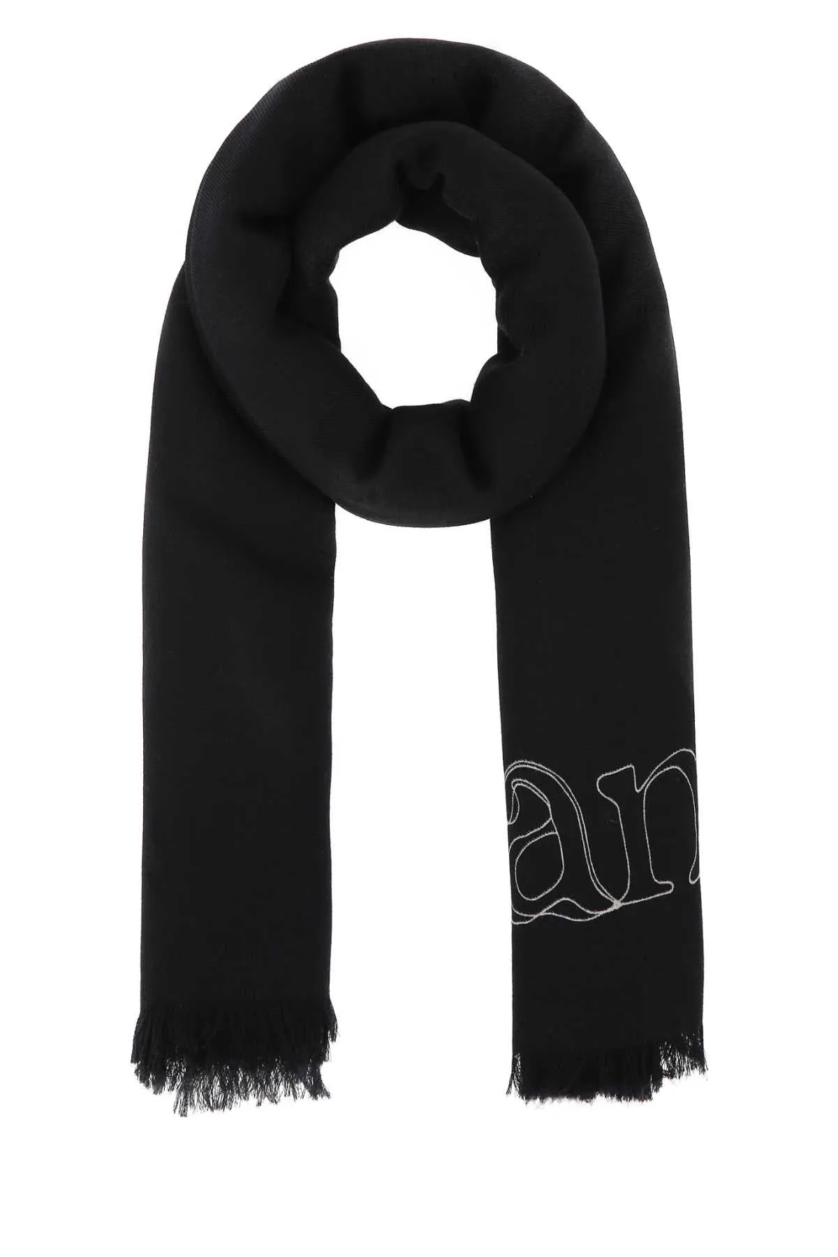 Alexander McQueen Logo Embroidered Frayed Scarf