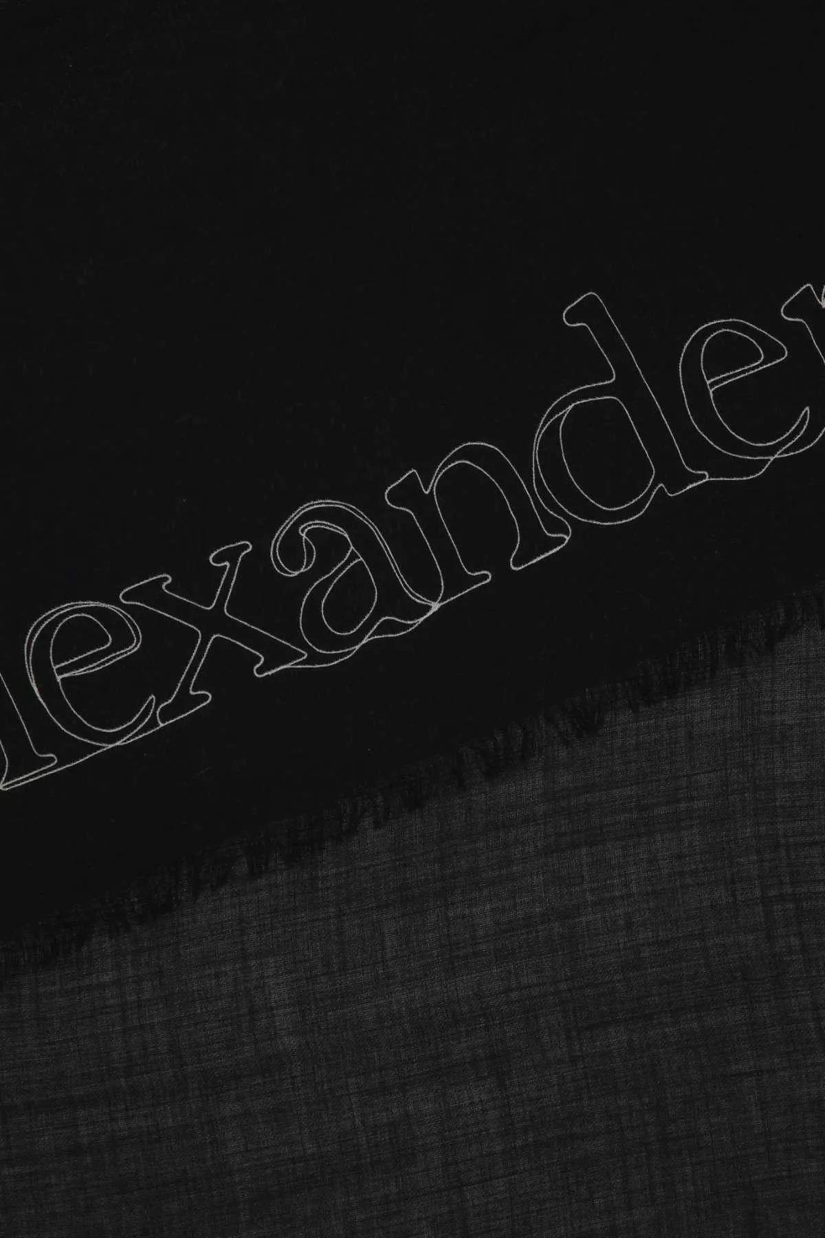 Alexander McQueen Logo Embroidered Frayed Scarf