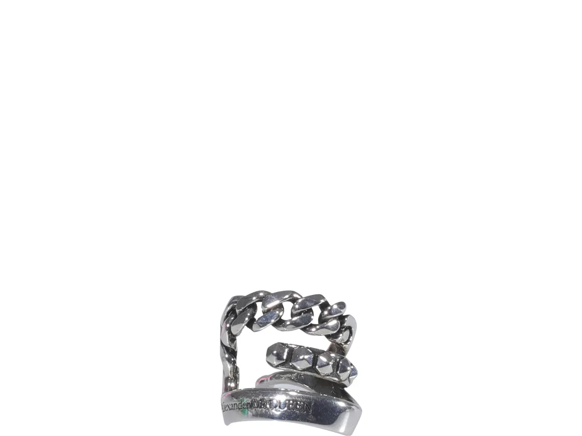 Alexander McQueen Logo Engraved Punk Stud Ear Cuff