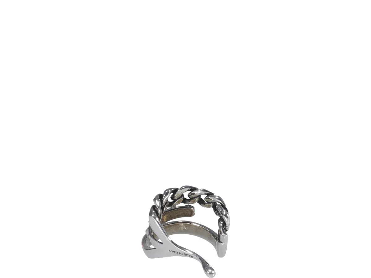 Alexander McQueen Logo Engraved Punk Stud Ear Cuff