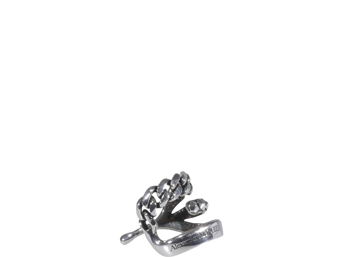 Alexander McQueen Logo Engraved Punk Stud Ear Cuff