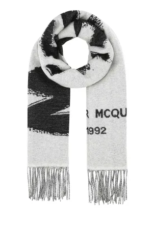 Alexander McQueen Logo Intarsia Fringed Scarf