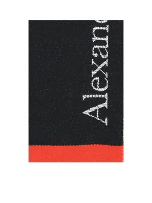 Alexander McQueen Logo Intarsia Fringed Scarf
