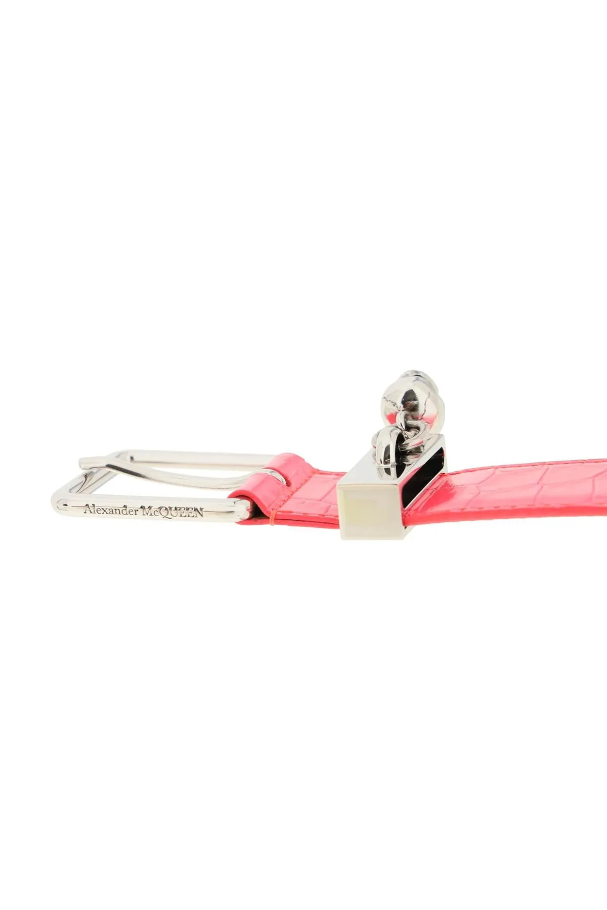 Alexander McQueen Skull Charm Embossed Belt