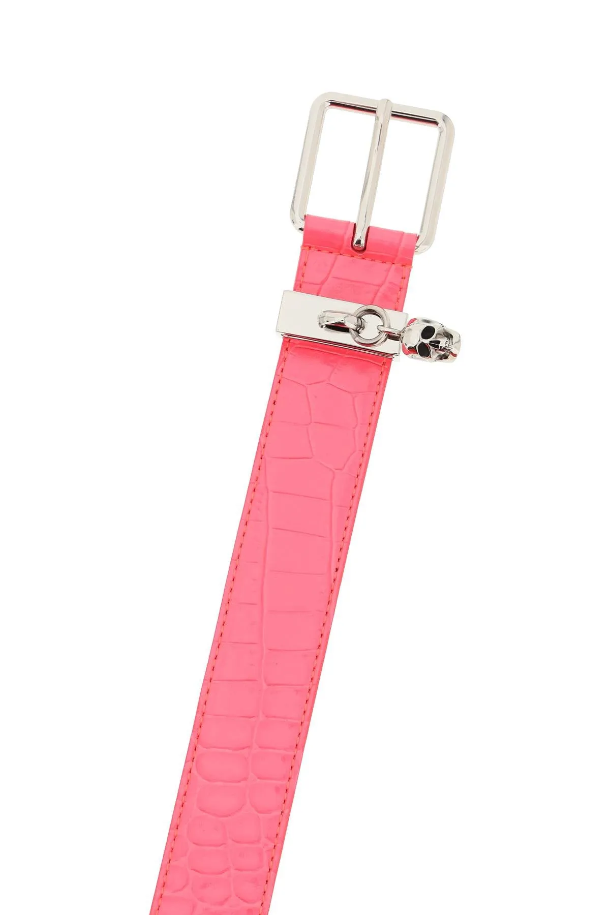 Alexander McQueen Skull Charm Embossed Belt