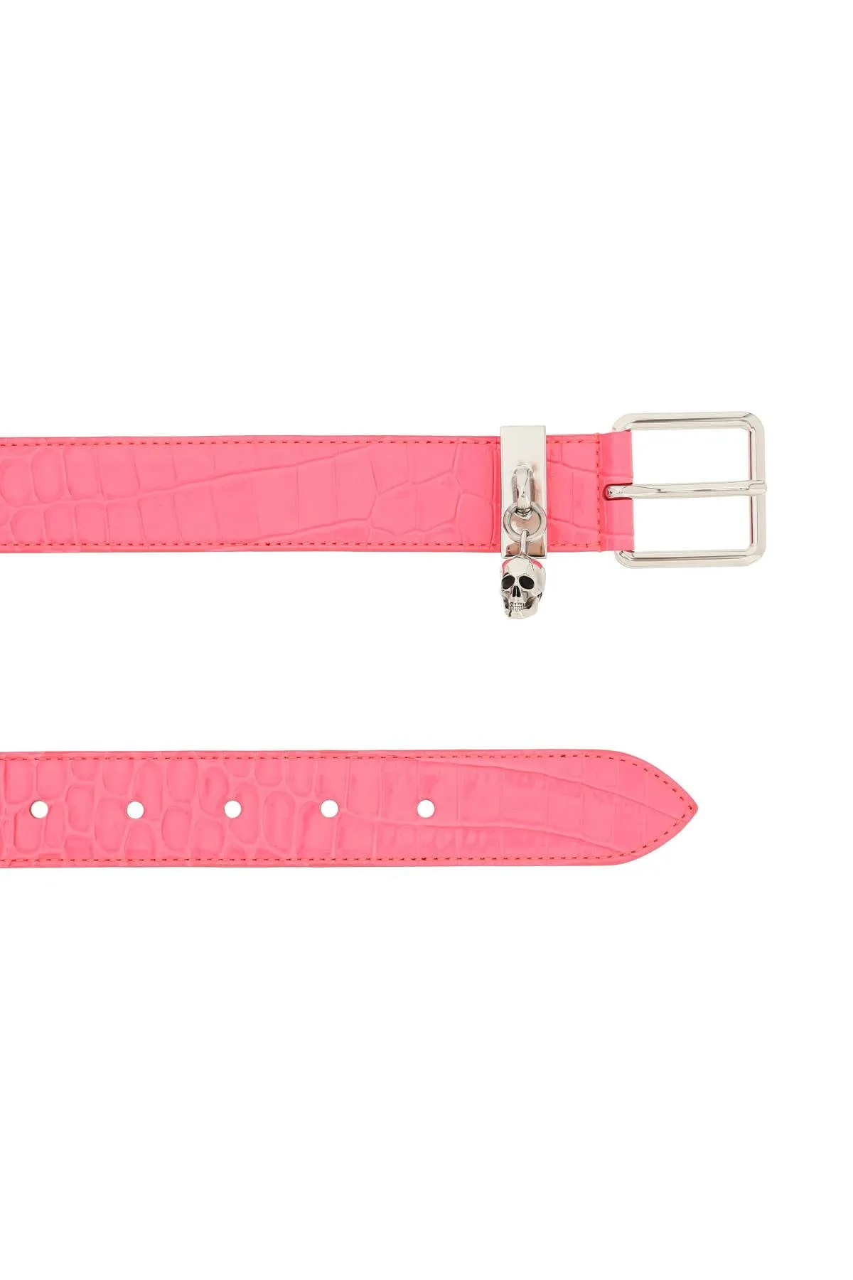 Alexander McQueen Skull Charm Embossed Belt