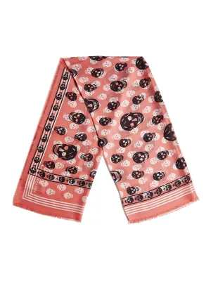 Alexander McQueen Skull Printed Frayed Edge Scarf