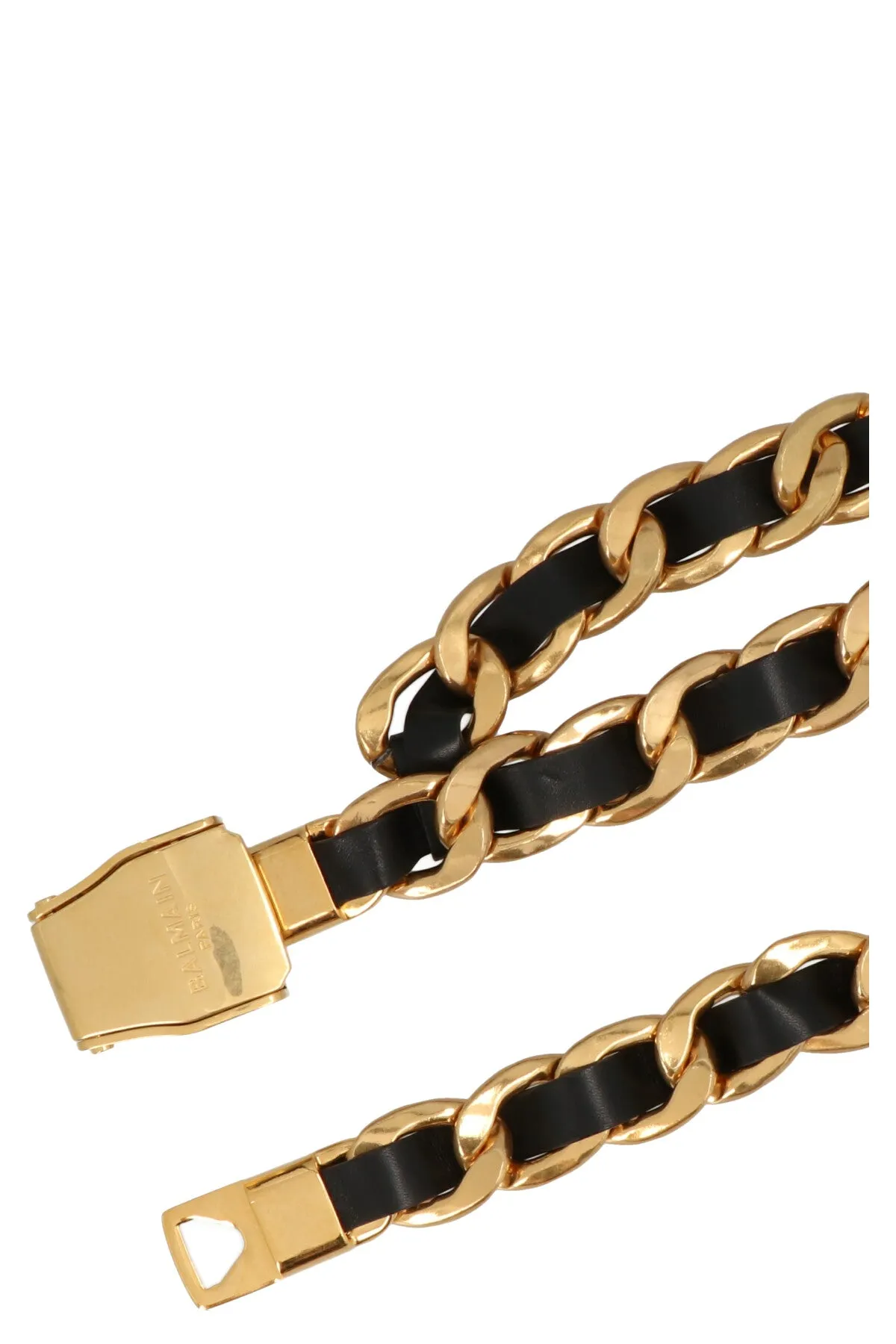 Balmain Logo Engraved Chain Link Belt