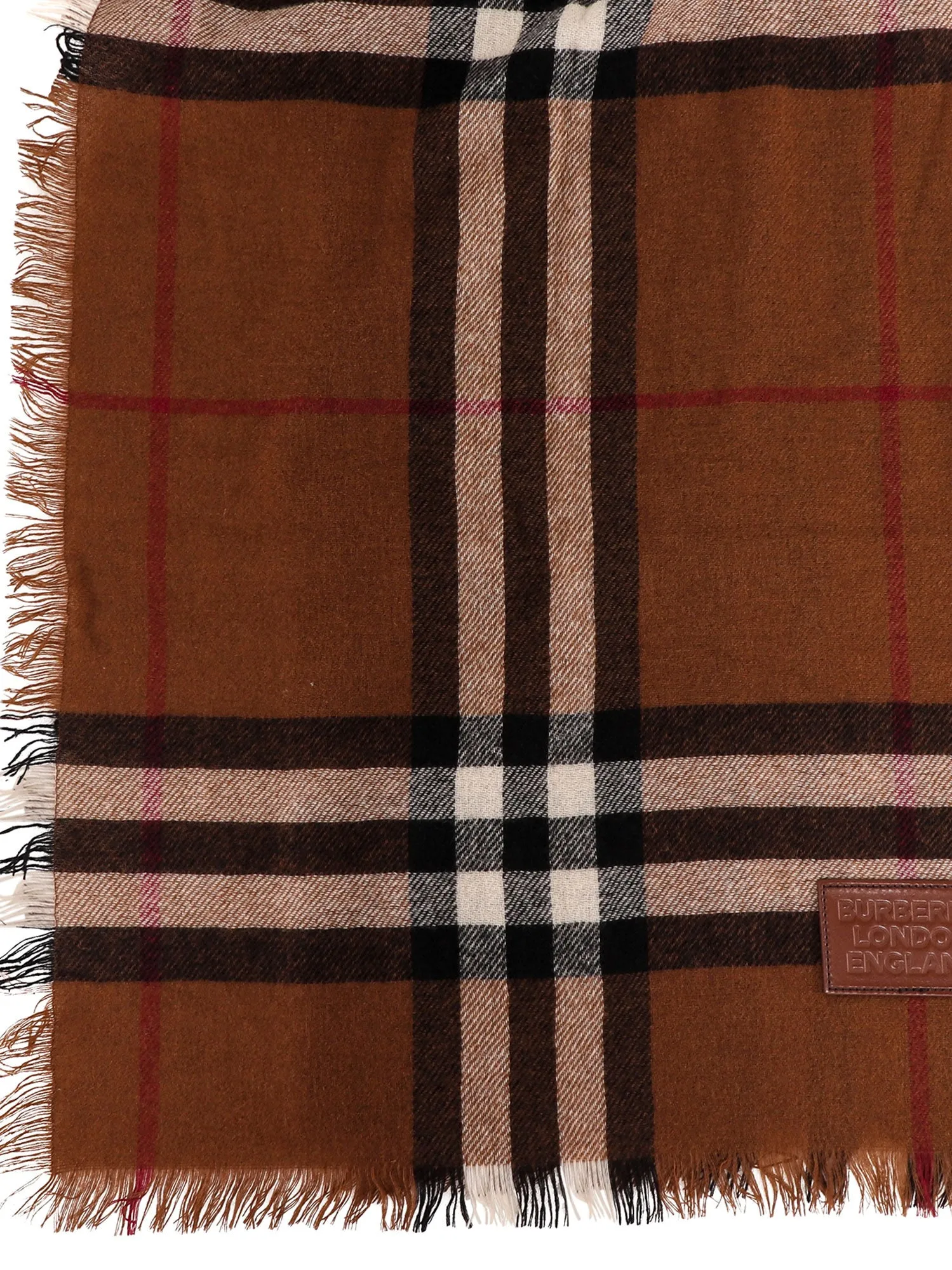 Burberry Check Patterned Frayed Edge Scarf