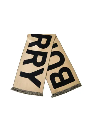 Burberry Logo Intarsia Fringed Scarf