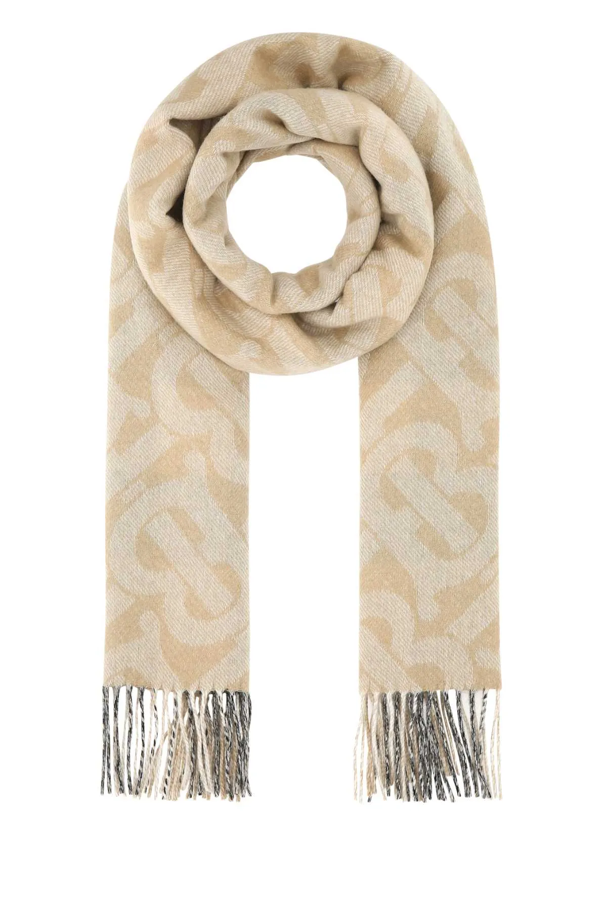 Burberry Monogram Check Jacquard Fringed Scarf