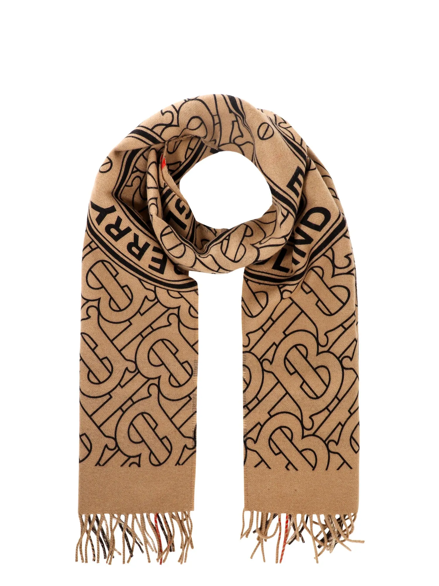 Burberry TB Monogram Fringed Scarf