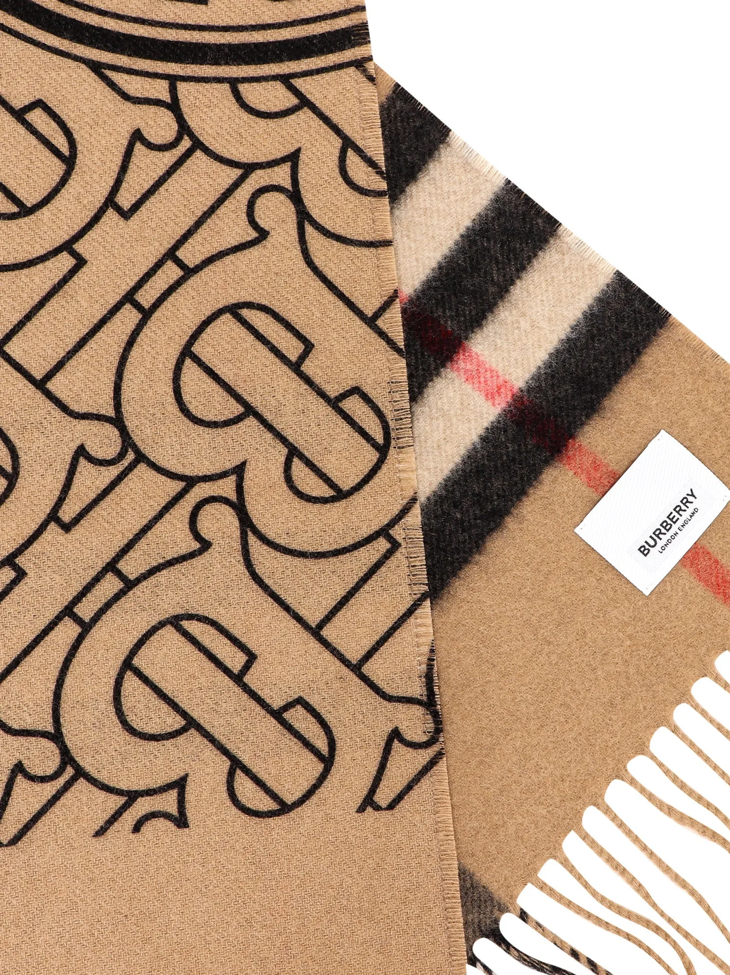Burberry TB Monogram Fringed Scarf