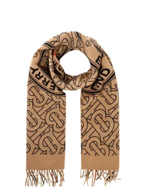 Burberry TB Monogram Fringed Scarf