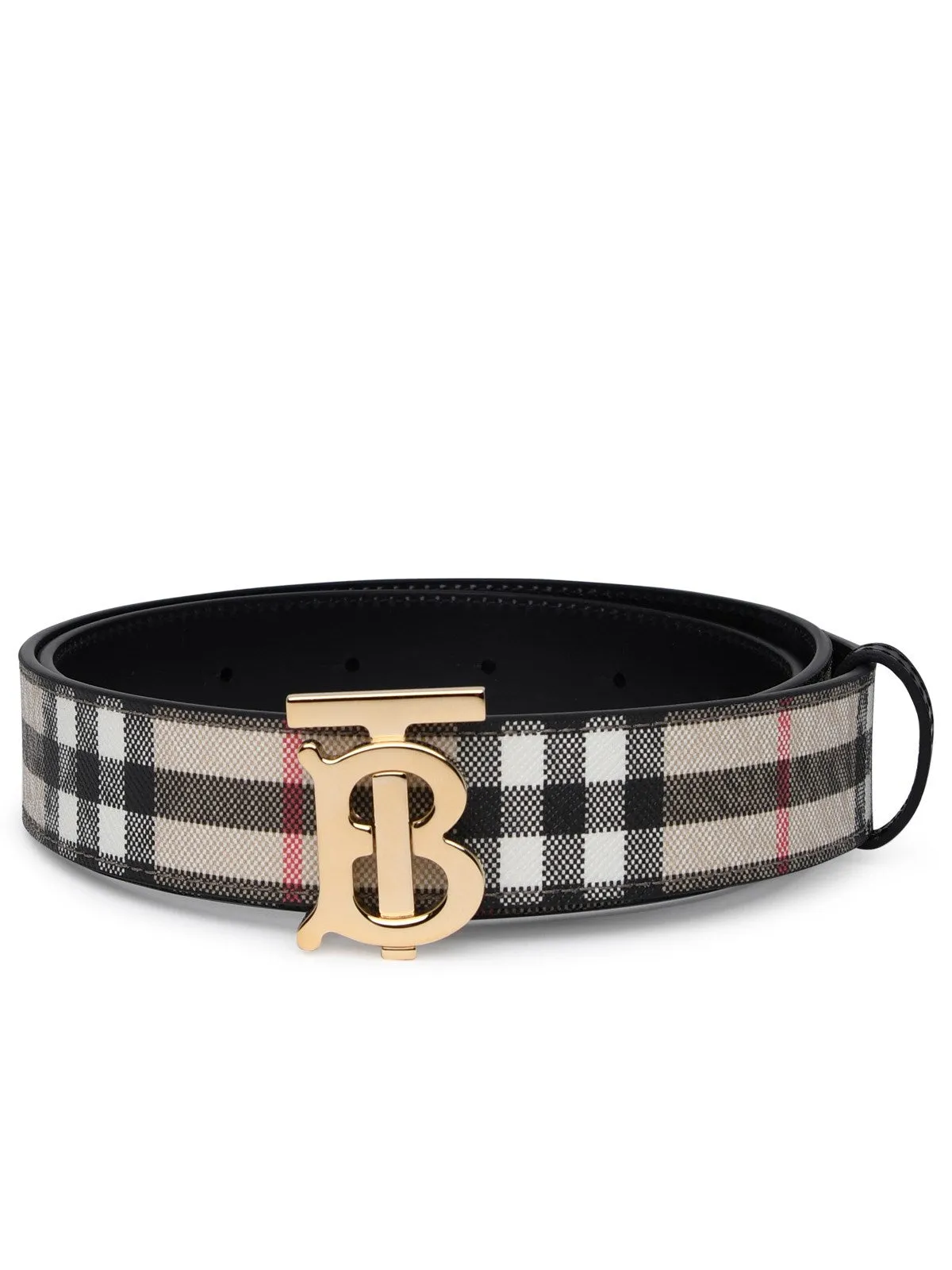 Burberry TB Plaque Checked Buckle Belt
