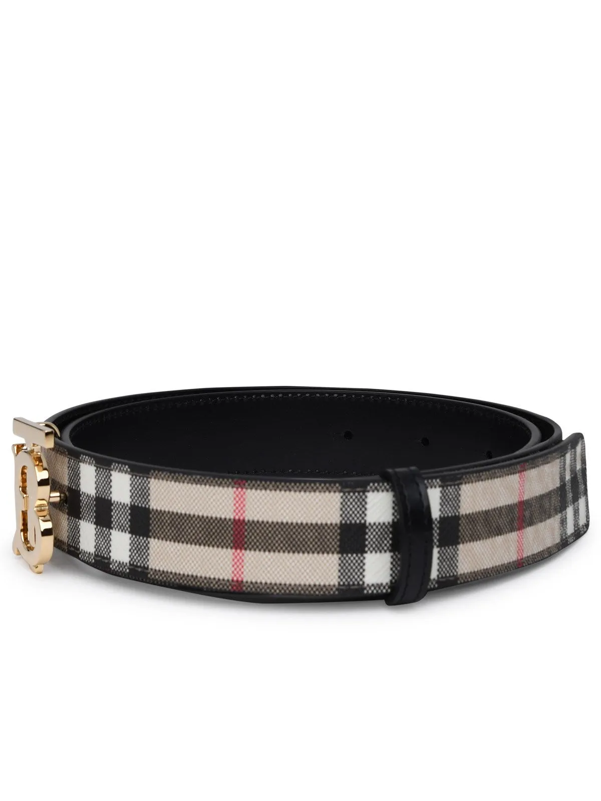 Burberry TB Plaque Checked Buckle Belt