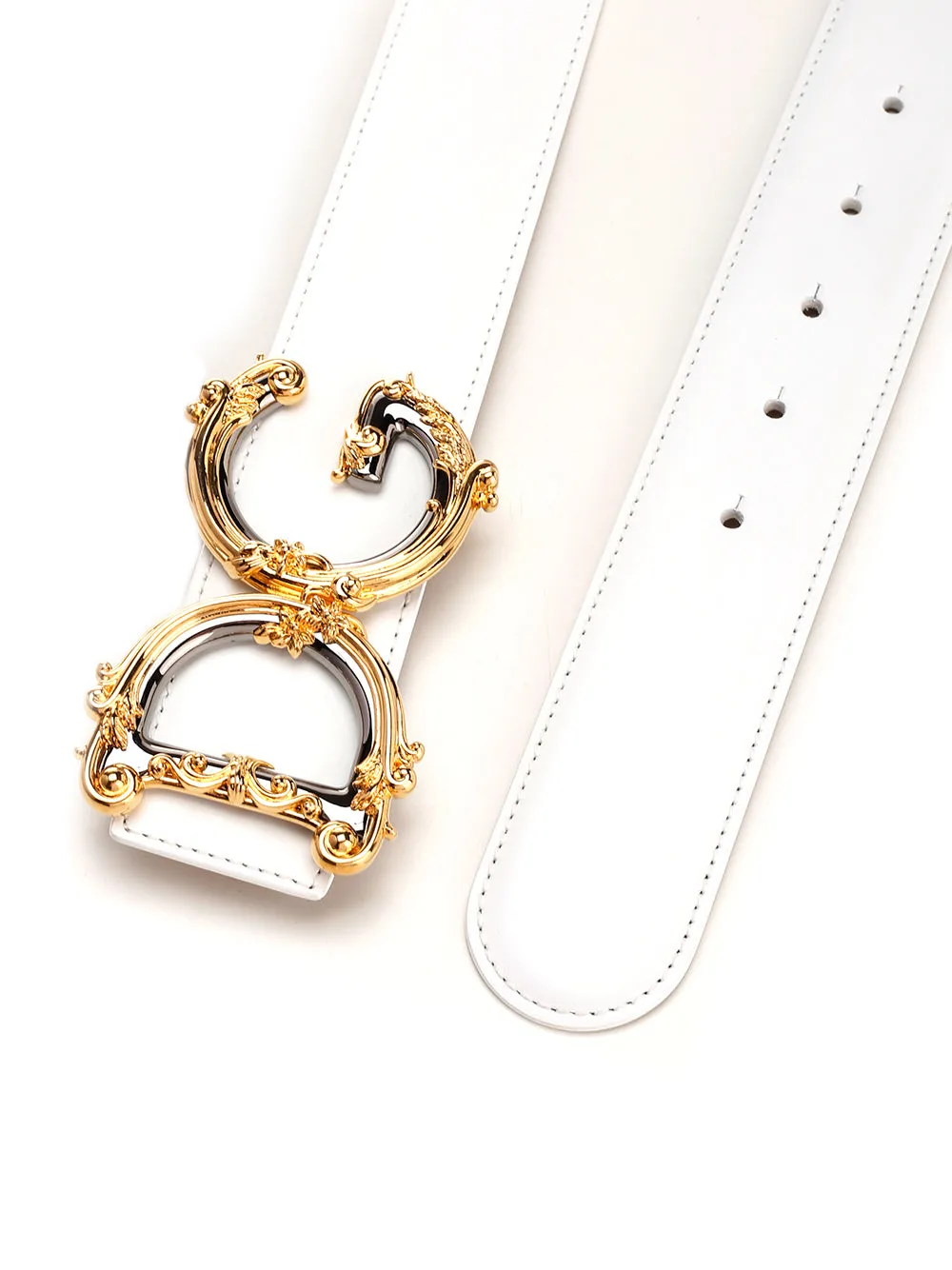 Dolce & Gabbana Baroque Logo Plaque Buckle Belt