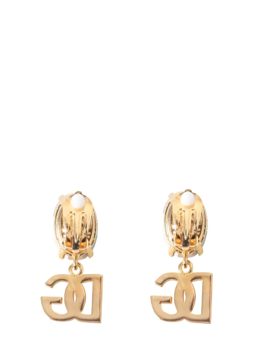 Dolce & Gabbana DG Logo Drop Clip-On Earrings