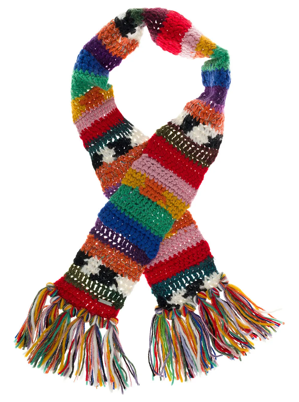 Dsquared2 Logo Plaque Fringed Scarf