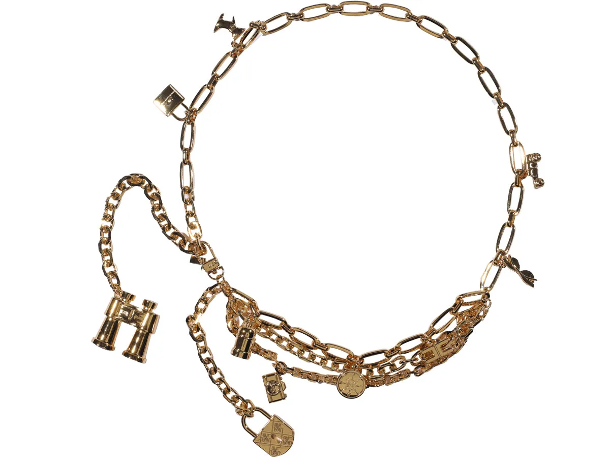 Elisabetta Franchi Pendants Embellished Chain Belt