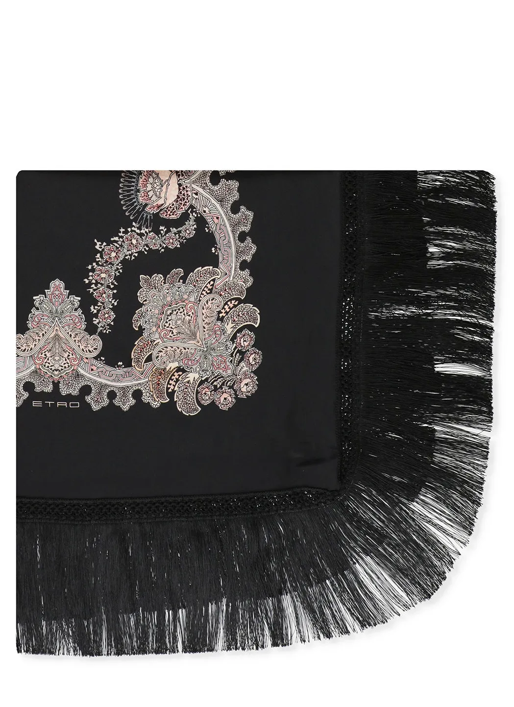 Etro Allover Paisley Print Lace Detailed Scarf