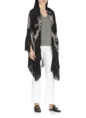 Etro Allover Paisley Print Lace Detailed Scarf
