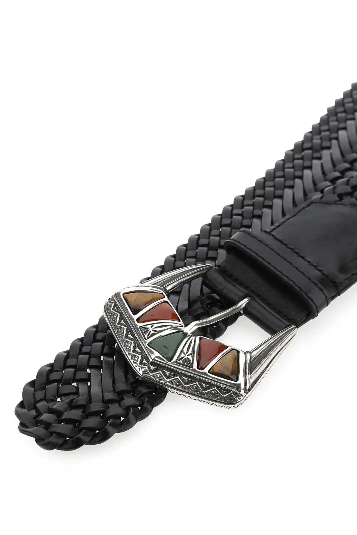 Etro Embossed Buckle Woven Belt