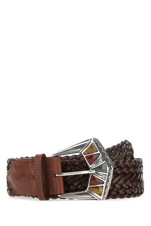 Etro Embossed Buckle Woven Belt