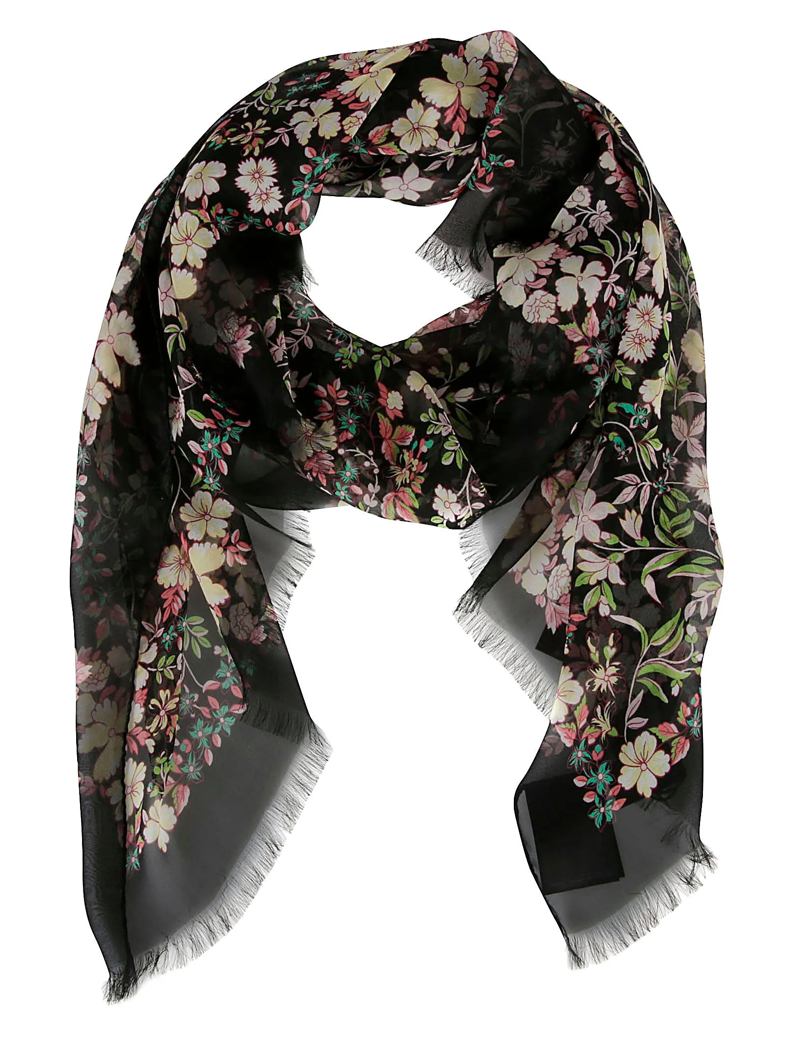 Etro Floral Printed Frayed Edge Scarf