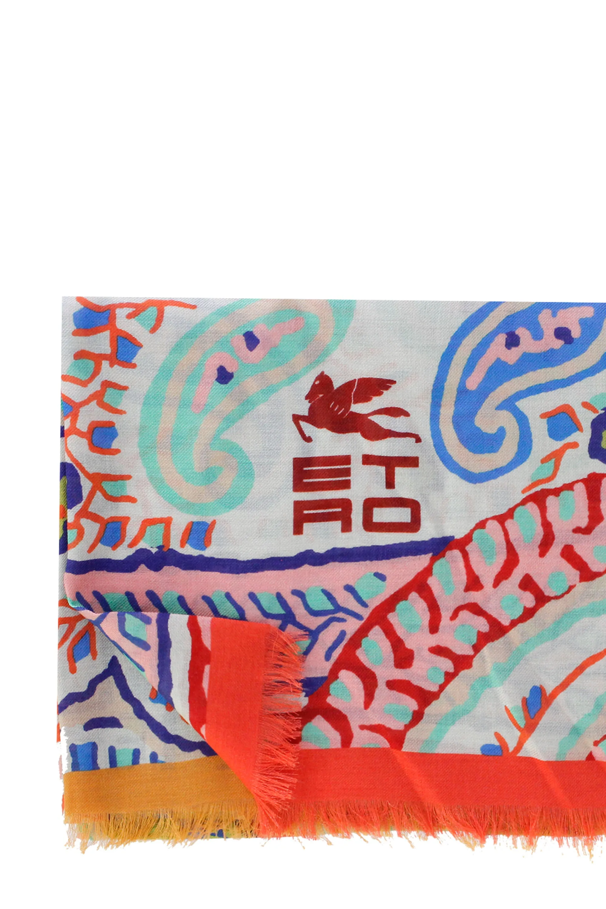 Etro Graphic Print Frayed Edge Scarf