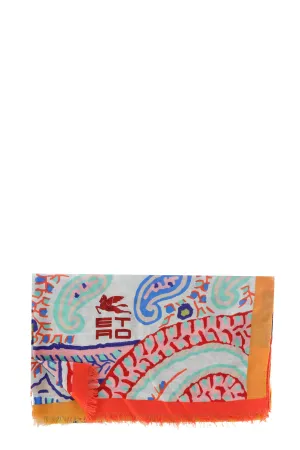 Etro Graphic Print Frayed Edge Scarf
